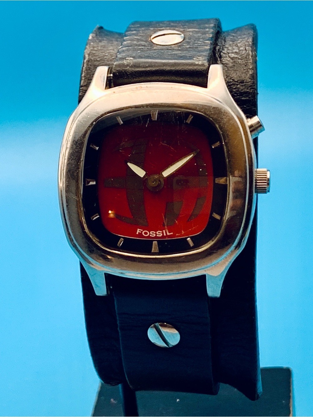 FOSSIL BIG TIC JR-8292 Men’s Vintage Ana-Dig Wristwatch Bund Band Works New Batt